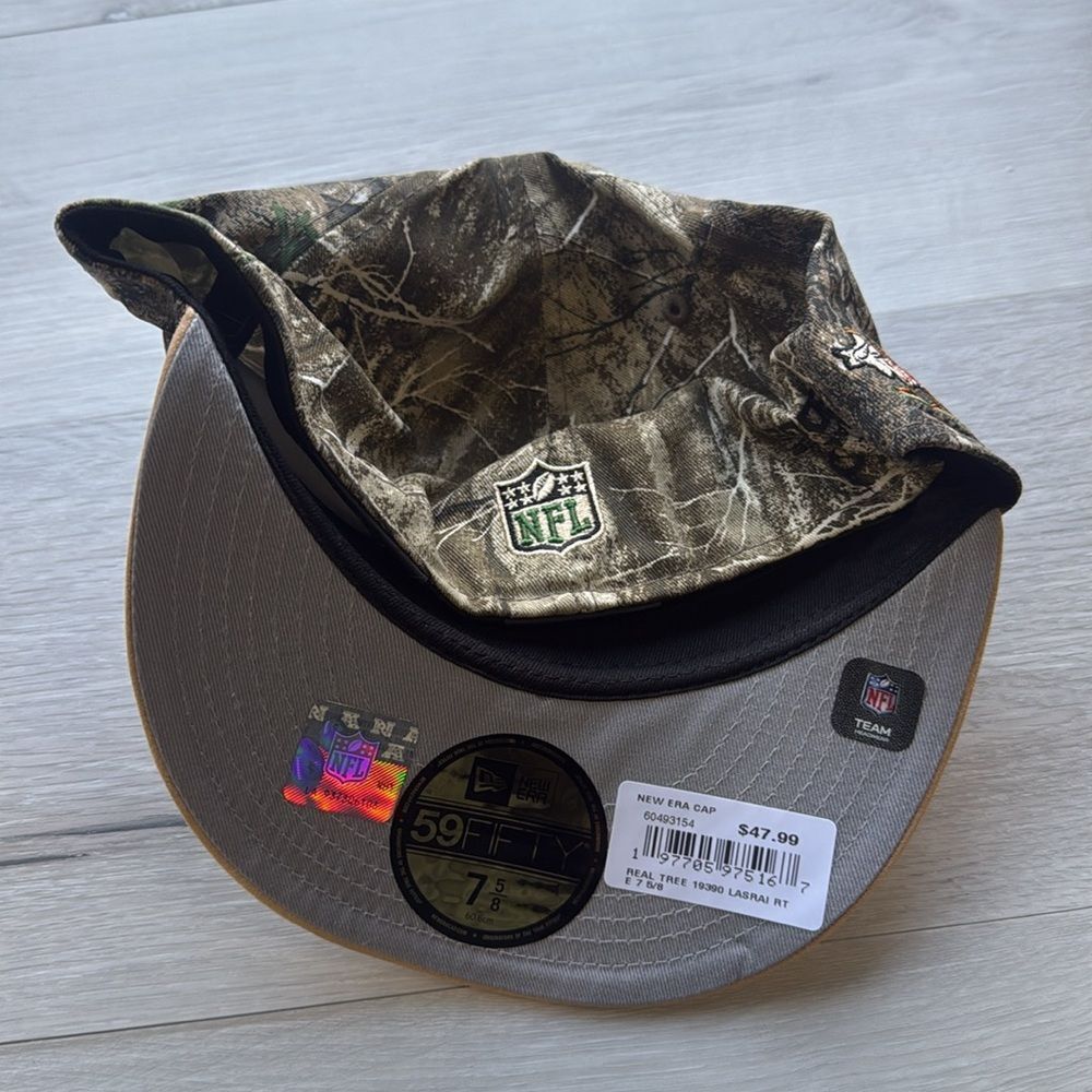 New Era Las‎ Vegas Raiders Realtree 2023 59FIFTY Fitted Hat camouflage 7 5/8 NWT - Picture 9 of 9